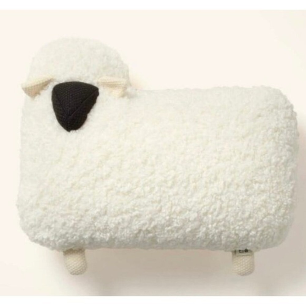 Woolrich Sheep Toss Pillow Plush Cream Black Eyes NWT